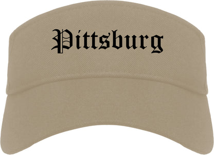 Pittsburg Kansas KS Old English Mens Visor Cap Hat Khaki