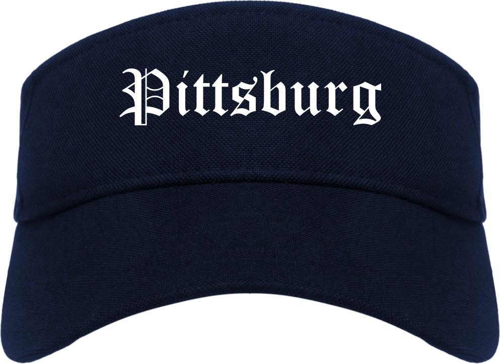 Pittsburg Kansas KS Old English Mens Visor Cap Hat Navy Blue