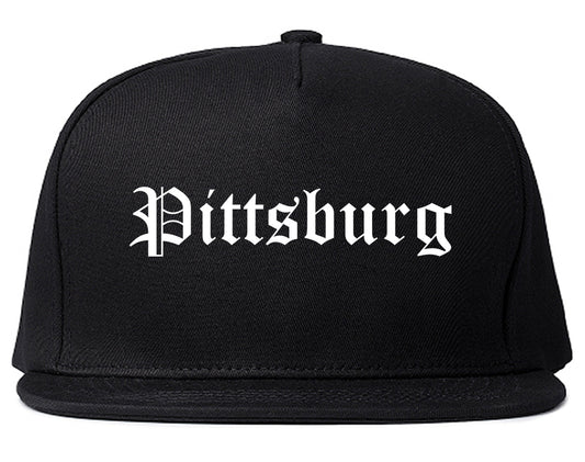 Pittsburg Texas TX Old English Mens Snapback Hat Black