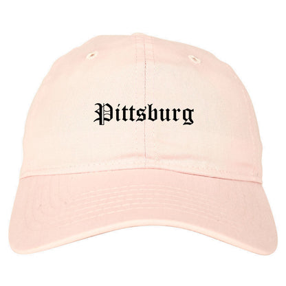 Pittsburg Texas TX Old English Mens Dad Hat Baseball Cap Pink