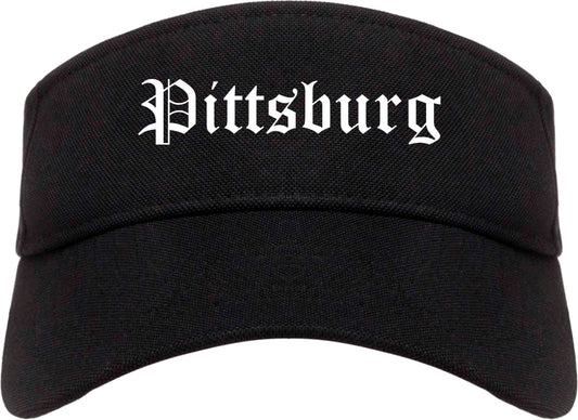 Pittsburg Texas TX Old English Mens Visor Cap Hat Black