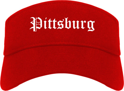 Pittsburg Texas TX Old English Mens Visor Cap Hat Red