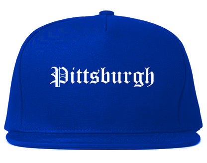 Pittsburgh Pennsylvania PA Old English Mens Snapback Hat Royal Blue