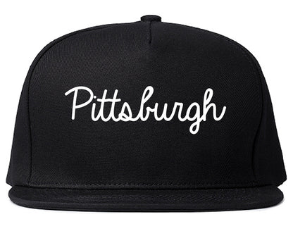 Pittsburgh Pennsylvania PA Script Mens Snapback Hat Black