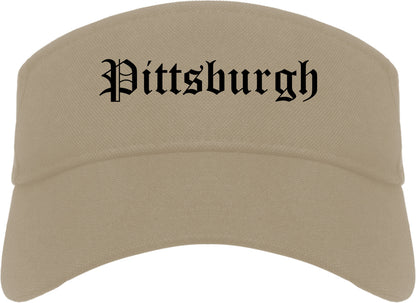 Pittsburgh Pennsylvania PA Old English Mens Visor Cap Hat Khaki