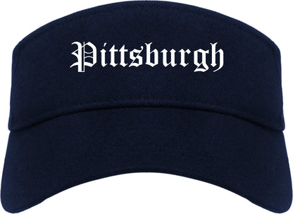 Pittsburgh Pennsylvania PA Old English Mens Visor Cap Hat Navy Blue