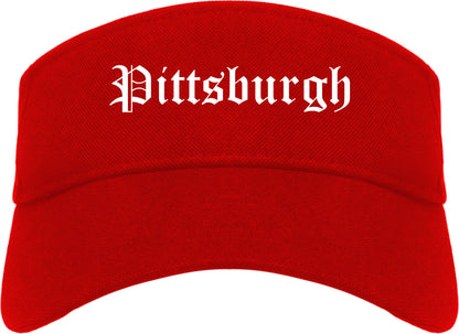 Pittsburgh Pennsylvania PA Old English Mens Visor Cap Hat Red