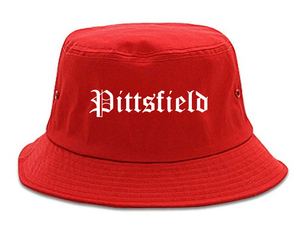 Pittsfield Illinois IL Old English Mens Bucket Hat Red