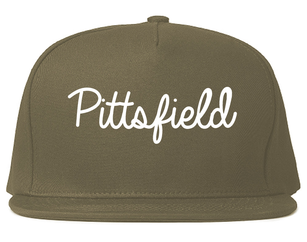 Pittsfield Illinois IL Script Mens Snapback Hat Grey