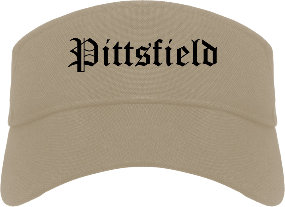 Pittsfield Illinois IL Old English Mens Visor Cap Hat Khaki