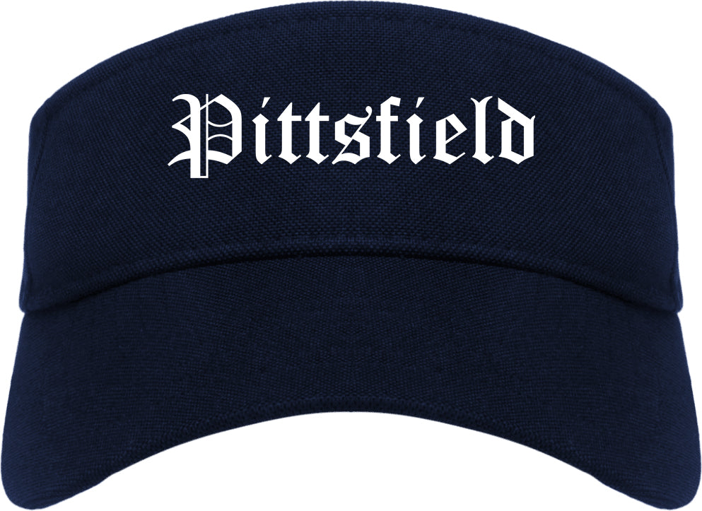 Pittsfield Illinois IL Old English Mens Visor Cap Hat Navy Blue