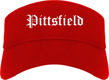 Pittsfield Illinois IL Old English Mens Visor Cap Hat Red
