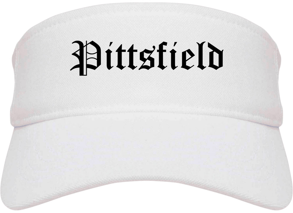 Pittsfield Illinois IL Old English Mens Visor Cap Hat White