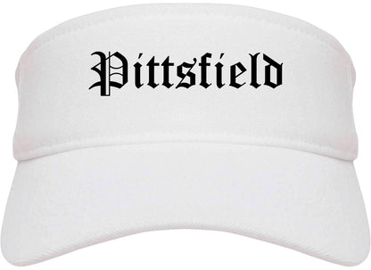 Pittsfield Illinois IL Old English Mens Visor Cap Hat White