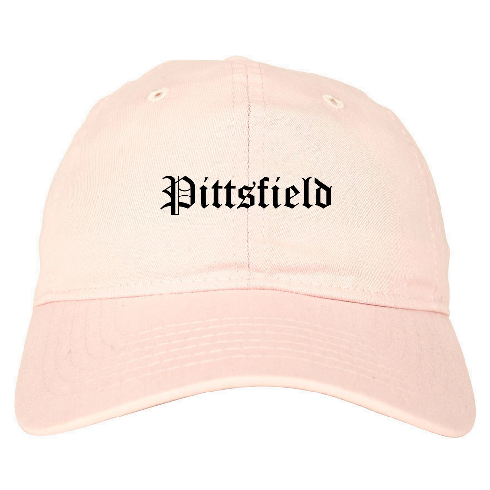 Pittsfield Massachusetts MA Old English Mens Dad Hat Baseball Cap Pink
