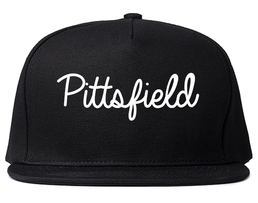 Pittsfield Massachusetts MA Script Mens Snapback Hat Black