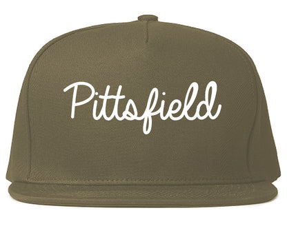 Pittsfield Massachusetts MA Script Mens Snapback Hat Grey