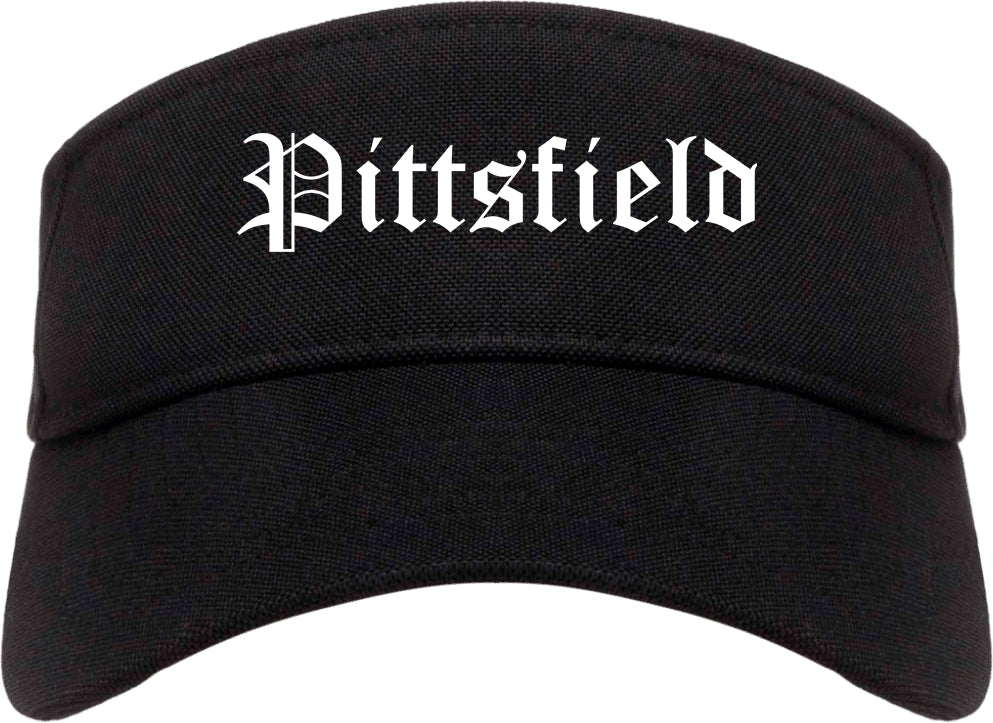 Pittsfield Massachusetts MA Old English Mens Visor Cap Hat Black