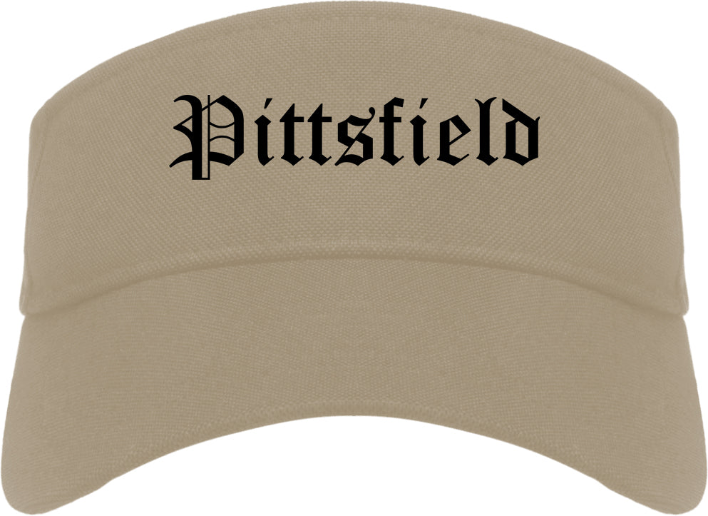 Pittsfield Massachusetts MA Old English Mens Visor Cap Hat Khaki