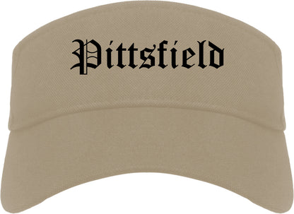 Pittsfield Massachusetts MA Old English Mens Visor Cap Hat Khaki