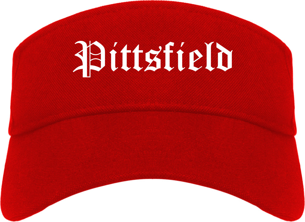 Pittsfield Massachusetts MA Old English Mens Visor Cap Hat Red