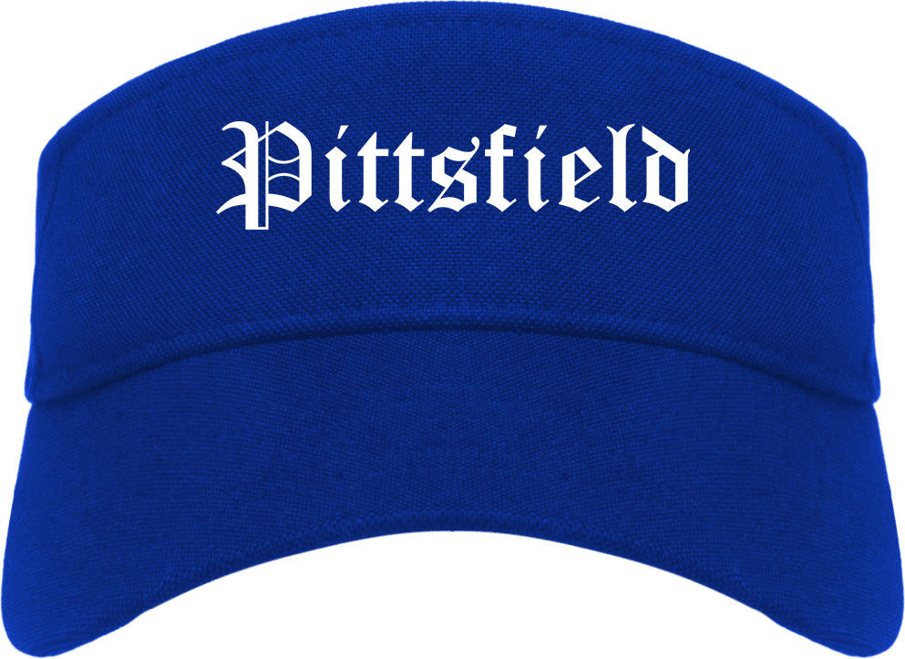 Pittsfield Massachusetts MA Old English Mens Visor Cap Hat Royal Blue