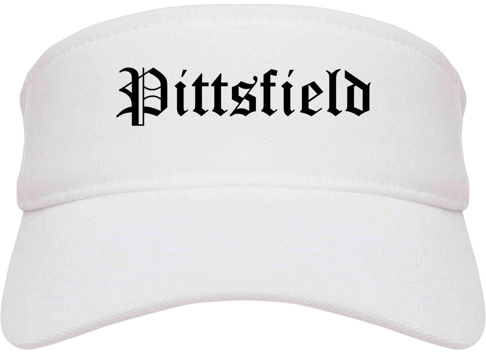 Pittsfield Massachusetts MA Old English Mens Visor Cap Hat White