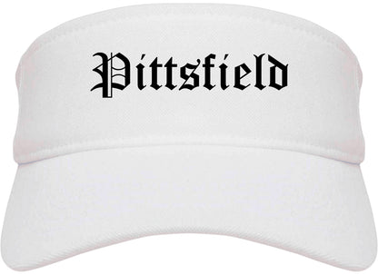 Pittsfield Massachusetts MA Old English Mens Visor Cap Hat White