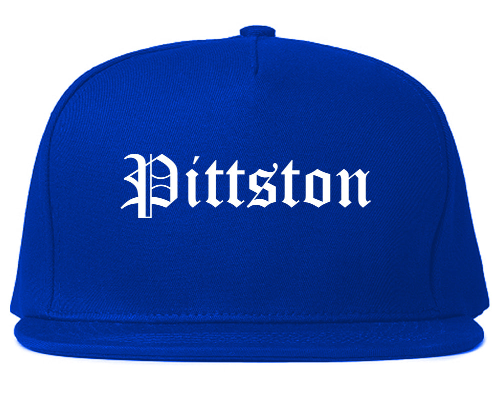 Pittston Pennsylvania PA Old English Mens Snapback Hat Royal Blue