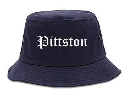 Pittston Pennsylvania PA Old English Mens Bucket Hat Navy Blue