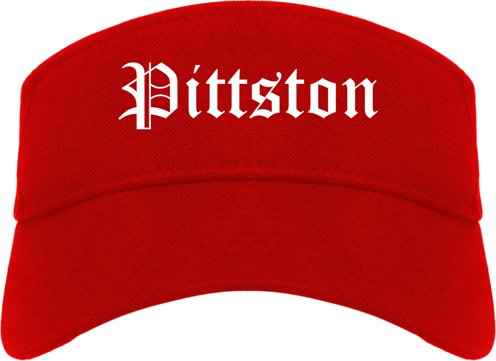 Pittston Pennsylvania PA Old English Mens Visor Cap Hat Red