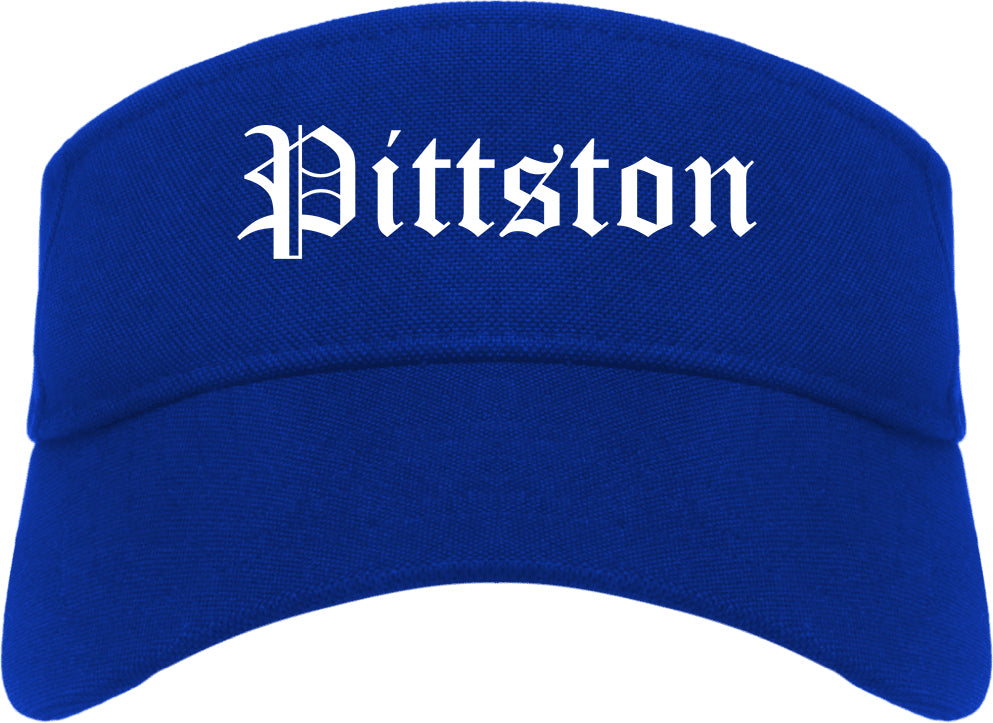 Pittston Pennsylvania PA Old English Mens Visor Cap Hat Royal Blue