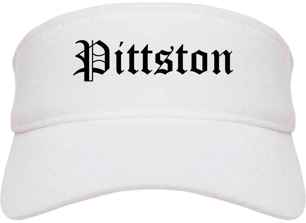 Pittston Pennsylvania PA Old English Mens Visor Cap Hat White