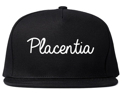 Placentia California CA Script Mens Snapback Hat Black