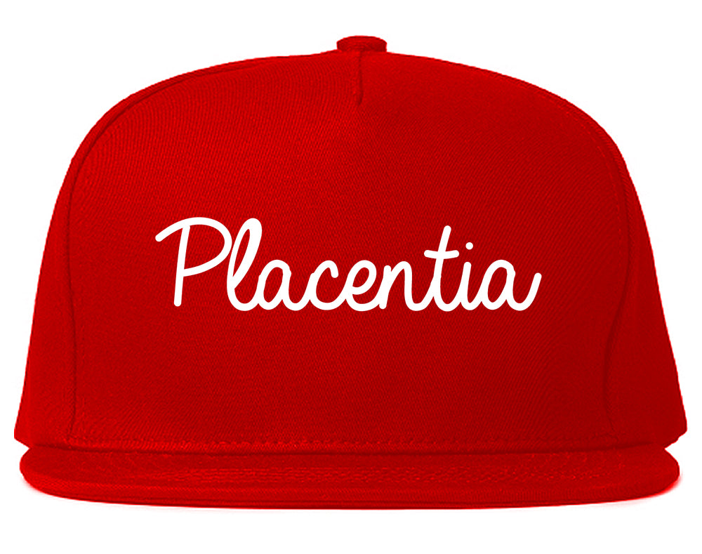 Placentia California CA Script Mens Snapback Hat Red