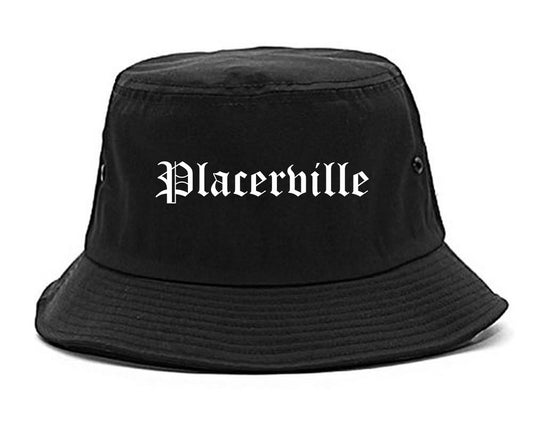 Placerville California CA Old English Mens Bucket Hat Black