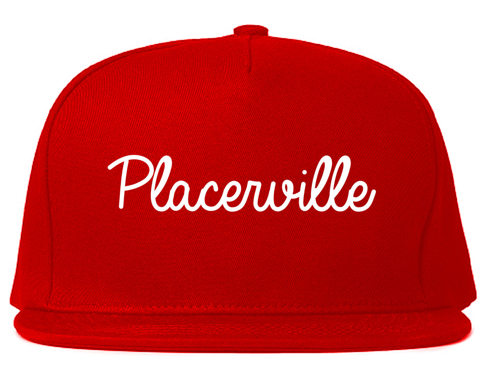 Placerville California CA Script Mens Snapback Hat Red
