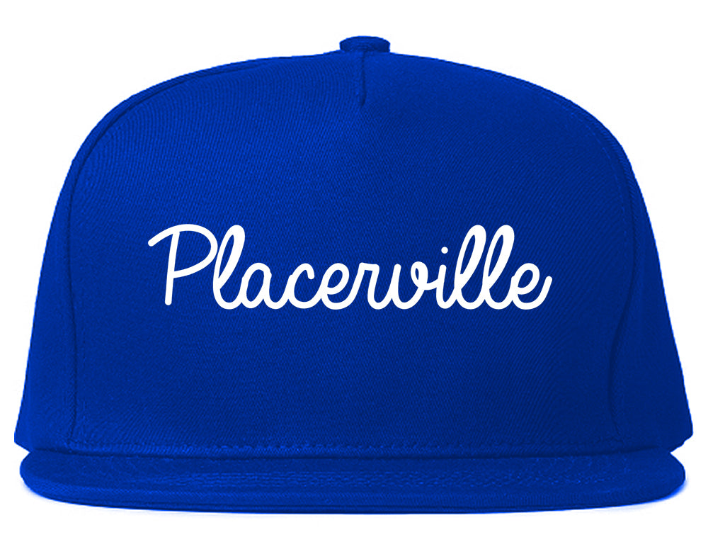 Placerville California CA Script Mens Snapback Hat Royal Blue