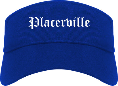 Placerville California CA Old English Mens Visor Cap Hat Royal Blue