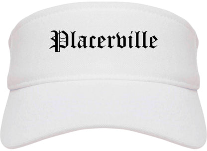 Placerville California CA Old English Mens Visor Cap Hat White