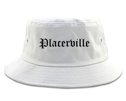 Placerville California CA Old English Mens Bucket Hat White