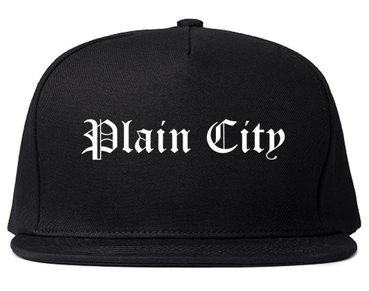 Plain City Utah UT Old English Mens Snapback Hat Black
