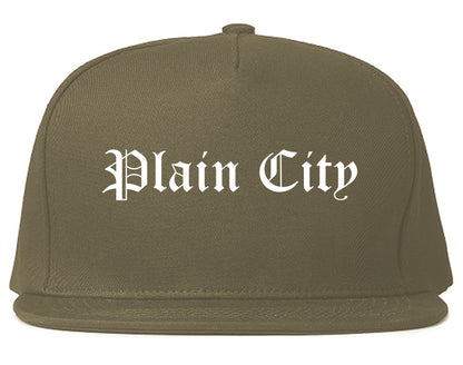 Plain City Utah UT Old English Mens Snapback Hat Grey