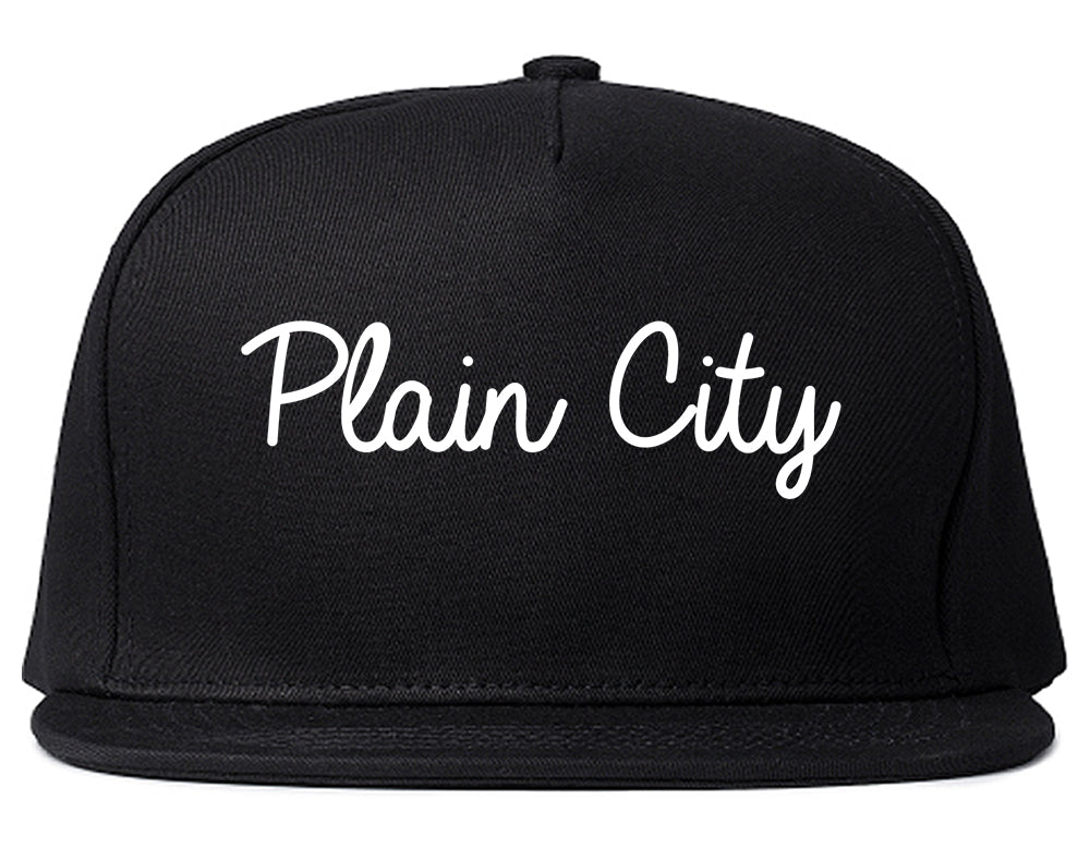 Plain City Utah UT Script Mens Snapback Hat Black