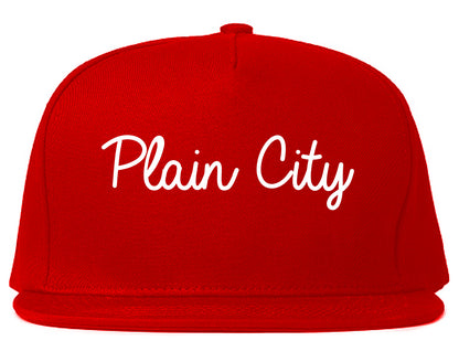 Plain City Utah UT Script Mens Snapback Hat Red