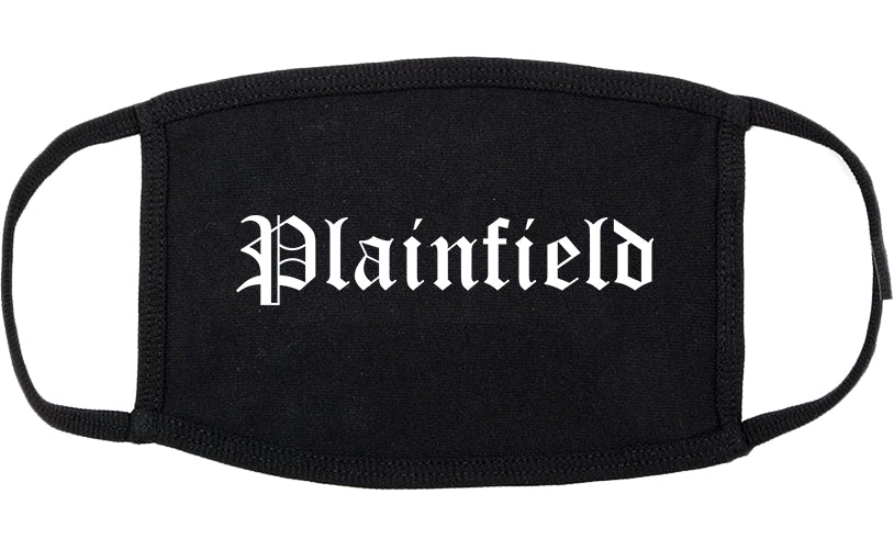 Plainfield Illinois IL Old English Cotton Face Mask Black