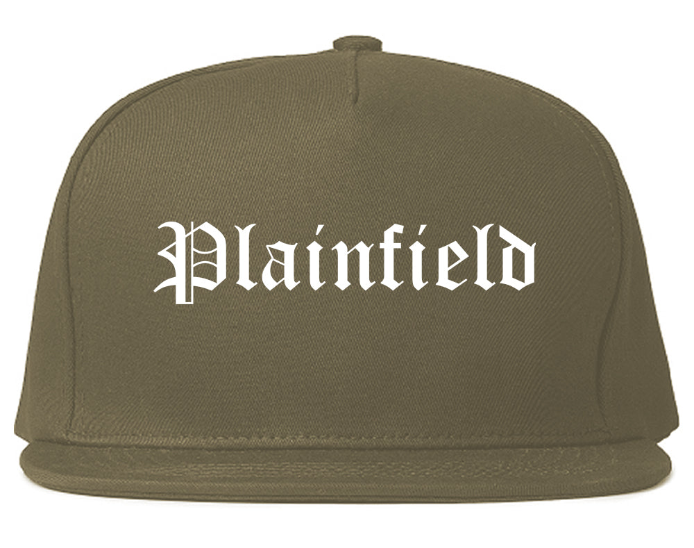 Plainfield Illinois IL Old English Mens Snapback Hat Grey