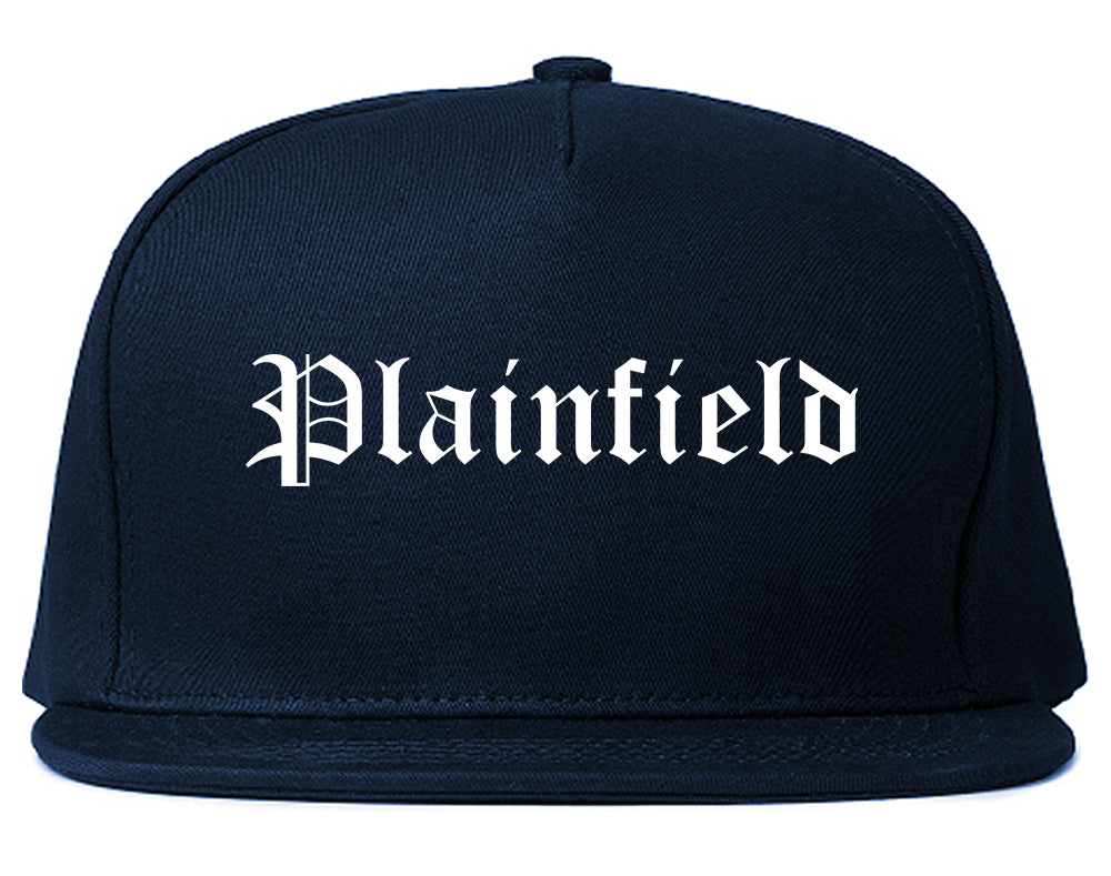 Plainfield Illinois IL Old English Mens Snapback Hat Navy Blue