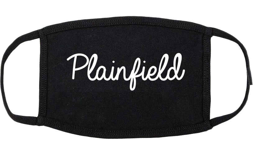 Plainfield Illinois IL Script Cotton Face Mask Black