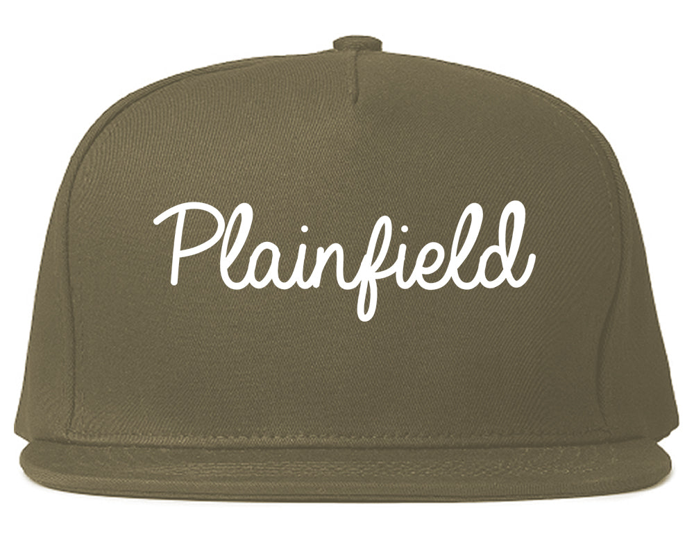 Plainfield Illinois IL Script Mens Snapback Hat Grey